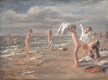 印象派 Painting - 入浴する少年たち マックス・リーバーマン ドイツ印象派の子供たち